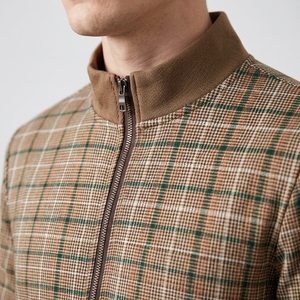 <b>Men</b>’s Brown Plaid Tracksuit Set with Full Zip Jacket and Matching <b>Jogger</b> Pants for Modern Casual Streetwear Fashion - Product Image 3