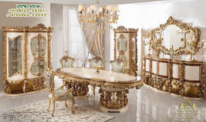 Modern Heavy Carved 8 Seater Dining Set <b>High</b> Quality Teak Wood Durable Customized Size <b>High</b> End Dining <b>Table</b> <b>and</b> <b>Chairs</b> Set - Product Image 5