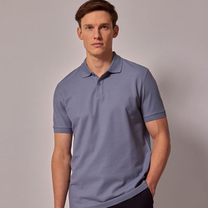 Polo de Algodón Azul Marino para Hombre, Manga Corta, Corte Regular, Color Sólido Informal, Tejido de Punto Transpirable - Product Image 5