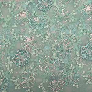 Tissu en dentelle à sequins brodés de perles pour Abaya, Kaftan, vêtements de mode, textile personnalisé, exportateur en gros - Product Image 2