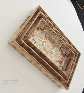 Bandeja de servir india hecha a mano con incrustaciones de hueso para té y café, bandeja decorativa de madera para la sala de estar - Product Image 6