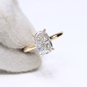 10k 14k 18k Solid Yellow Gold D Color Elongated <b>Cushion</b> Cut Lab Grown Diamond Vintage <b>Ring</b> Gift Party <b>Wedding</b> Anniversary Women - Product Image 4