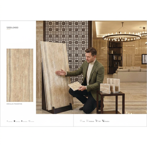 Carreaux de dalle de porcelaine brillante de haute qualité 48x96in 1200x2400mm travertin de marbre pour sols et murs - Product Image 3