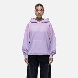 Hot Selling Customized Stonewashed Front Logo Vintage Faded Lilac Women's Oversize Anti-Wrinkle Breathable <b>Hoodie</b> Gym Wear - Product Image 1