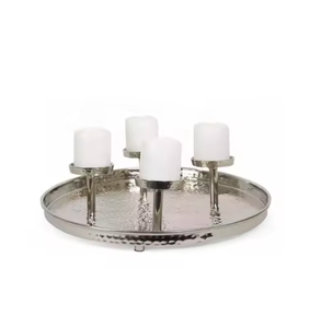 Christmas Tree Tealight Holder Metal Star Top Wooden Base Indoor Home Decoration Dripless Unscented Tealight Holder - Product Image 5