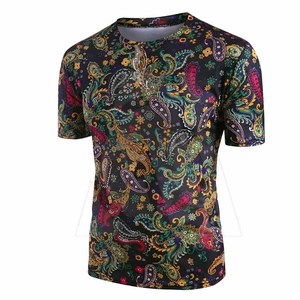 เสื้อยืดแขนสั้นลายเพสลีย์สำหรับผู้ชาย ทรงปกติ คอกลม สวมใส่สบาย พิมพ์ลายดิจิทัล ผ้าโพลีเอสเตอร์ - Product Image 3