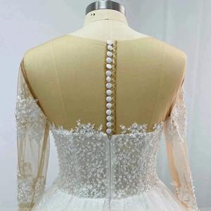 Nouvelle Arrivée Robe de Mariée de Luxe Princesse à Manches Longues, Ornée de Perles, Robe de Bal avec Grande Traîne - Product Image 6