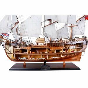Réplique artisanale en bois de cèdre HMS Endeavour à coque ouverte, style nautique, modèle décoratif durable pour table, 94Lx30Wx85.1H Cm - Product Image 3