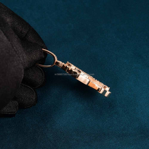 Pendentif Croix Plaqué Or Rose Entièrement Personnalisé En Argent Sterling 925 Avec Diamant Rond Et Taille Baguette Vvs Clarté - Product Image 5