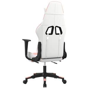 Silla de Juego de Piel Sintética Blanca y Rosa con Base de Madera Contrachapada y Espuma Metálica - Asiento Duradero y Elegante para Gamers - Product Image 6