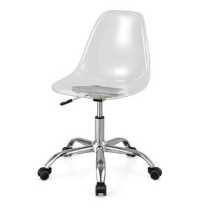 Sedia da Ufficio Ergonomica Girevole in Acrilico, Altezza Regolabile, Base Cromata, Senza Braccioli, per Casa e Ufficio - Product Image 1