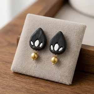 Black Gold-Plated Customized Handmade Ceramic Fashion <b>Drop</b> Pin Dangle Jewelry Women-Birthday Party/Wedding Decoration KOTTRAVAI - Product Image 5