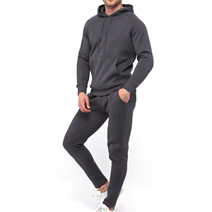 Nouvelle Tendance 2025 : Ensemble de Survêtement Homme 2 Pièces en Coton Uni Personnalisable à Manches Longues, Style Sportif et Élastique - Product Image 1