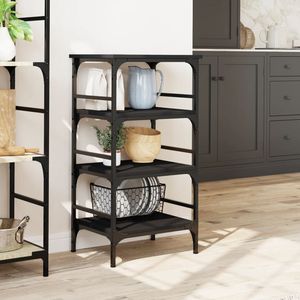 Carrello da Cucina in Legno Ingegnerizzato Nero 45x35x90 cm - Isole e Carrelli da Cucina - Product Image 3