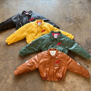 Veste en cuir pour homme personnalisée, brodée en 3D, style motard vintage, veste bomber zippée en cuir PU pour homme - Product Image 3