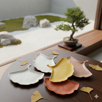 Plateau de service en forme de feuille, assiette décorative en forme de feuille de Ginkgo pour collations, bijoux, fruits, décoration de la maison