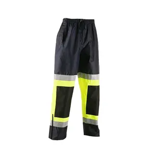 Cotton Drill Work Pants with Double with Reflect Strip Cargo Trouser Red Reflective Hi Vis Black Casual Woven Straight Mid Waist