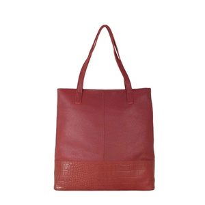 Haute Qualité Tan Croc + Pebble Grain Sans Doublure En Cuir Véritable Sac Fourre-Tout À La Main Style Vintage Top Fournisseur Indien Géométrique - Product Image 1