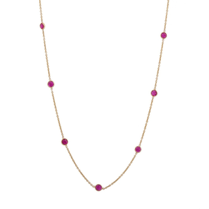 18K Yellow Gold Ruby <b>Rope</b> <b>Chain</b> Necklace-Geometric Gift Jewelry - Product Image 3