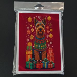 Cartes de voeux de Noël de vacances de Terrier gallois lunatique paquet de 8 A7 taille 5x7 cartes de note vierges avec enveloppes - Product Image 3