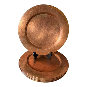 Copper Dinner Charger <b>Plate</b> Dishwasher Safe Party Dishes & <b>Plates</b> Customized Design Food Contact Copper Charger <b>Plate</b> - Product Image 3