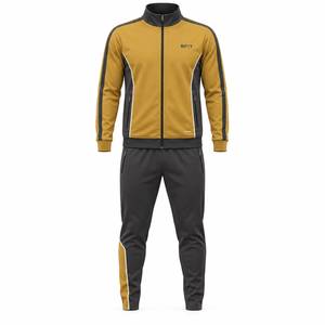 Survêtement sportif pour homme, fermeture éclair intégrale, couleurs contrastées, polyester et coton, avec poches latérales, pour l'automne - Product Image 1