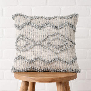 Housse de coussin douce en coton tufté style bohème, 20x20 pouces, faite à la main, tissée, avec fermeture éclair, pour décor de lit, style marocain, en laine, vente en gros - Product Image 6