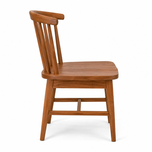 Chaise de salle à manger scandinave moderne en teck massif avec dossier bas incurvé, imperméable, écologique et durable - Product Image 2