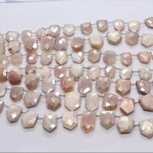 Perles de pierre de lune naturelle AAA, facettées, en forme de chalet, 12x14-14x18 MM, perles de pierre de lune fantaisie, 8 pouces, perles de pierre de lune revêtues - Product Image 1