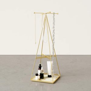 Gold Metal Triangle Jewelry Stand with Sleep Mask Holder Modern <b>Vanity</b> Organizer Decorative Accessories Display Rack - Product Image 6