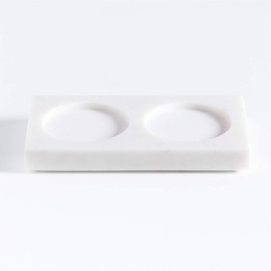 Natural Marble Triple Round Bottle Holder Tray Luxury Bathroom Countertop Organizer Soap Lotion Shampoo Dispenser <b>Stand</b> Custom - Product Image 3