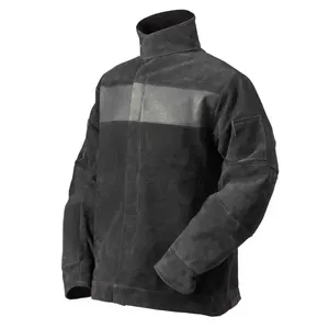 Heat Resistant Long Yoke Welding Safety <b>Jacket</b> with Anti-Cut Protection Made of Cow Split <b>Suede</b> Leather Customizable - Product Image 5
