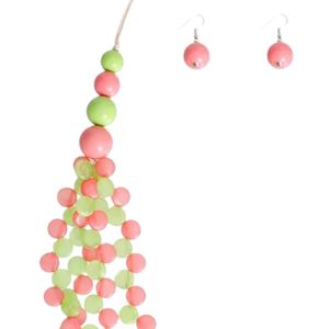 Collier long marbré rose et vert pour femme, bijou de mode élégant, collier à perles, pendentif stylé, accessoire de fête, cadeau - Product Image 3
