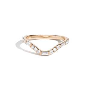 Diamond Stackable <b>Rings</b> Bar Prong Set Curved Wedding Bands Custom 14K Solid Gold 0.48ct VS+ Lab Grown Wholesale - Product Image 5