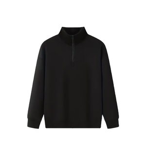 Sweat-shirt surdimensionné personnalisé pour homme, col montant, en molleton de coton uni, style streetwear, avec demi-fermeture éclair - Product Image 1