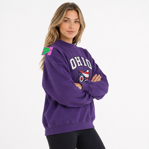 เสื้อสเวตเชิ้ตคอเต่าสีม่วงสำหรับผู้หญิง OHIO ปักอักษรแบบกำหนดเอง คุณภาพสูง เสื้อสเวตเชิ้ตคอเต่าสำหรับฤดูหนาว - Product Image 4