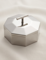 Boîte élégante en métal argenté octogonal pour fruits secs, boîte de rangement de luxe pour dattes, boîte décorative en métal pour la maison, la cuisine et les fêtes