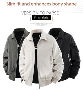 Chaqueta Bomber de Piloto para Hombre OEM, Chaqueta de Béisbol con Solapa, Ropa de Trabajo Informal, Cortavientos, Ligera, para Primavera y Otoño, Abrigo de Moda para Exteriores - Product Image 2