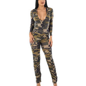 Men Camouflage Print Full Length <b>Jumpsuit</b> Hooded Long Sleeve Sexy Fleece Breathable Casual Drawstring Closure Side <b>Pockets</b> - Product Image 5