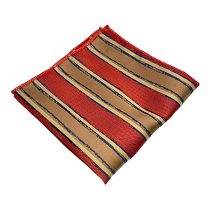 Conjunto de Corbata y Pañuelo de Bolsillo de Seda a Rayas Rojas y Doradas de Lujo para Hombre, Marca Tie Benon |   Conjunto de Corbata de Diseño Premium para Eventos Formales y Fiestas - Product Image 2