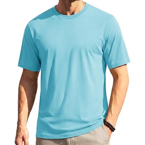 Camiseta de manga corta con cuello redondo y bolsillo en el pecho para hombre, corte regular, de algodón ligero, informal, básica para el día a día - Product Image 1