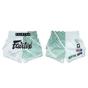 Pantalones Cortos de Muay Thai Fairtex para Hombre, Diseño Personalizado, Verde y Blanco, Sublimados, de Secado Rápido, con Logotipo Bordado, para Artes Marciales y Combate - Product Image 3