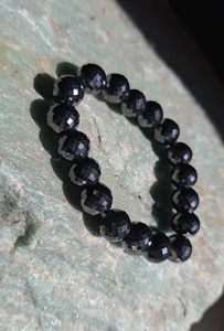 11.50 MM Black Moissanite Round Cut <b>Beads</b> <b>Bracelet</b> Hand Made AAA Cut - Product Image 4