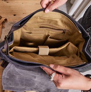 Genuine Leather Canvas <b>Water</b> Resistant Backpack Everyday Travel School Laptop Wholesale Bulk Private Label Supplier LCB-0035 - Product Image 3