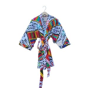 Casual Winter Vintage Kantha <b>kimono</b> <b>robe</b> for Women cutwork V-Neck <b>Kimono</b> <b>Robe</b> Handmade Cotton Fill Floral Perfect Gift for Mom - Product Image 1