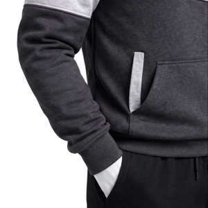 Pull à capuche d'hiver en polaire 100% coton respirant, coupe ample, manches longues, épais, pour homme, avec logo personnalisé contrastant et poche rayée - Product Image 5