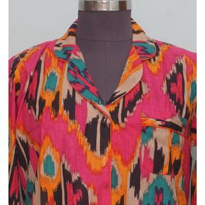 Vestido hecho a mano para mujeres y niñas, camisa india de algodón con estampado ikat, camisón largo, maxi, suave, cómodo, vestido de novia, venta al por mayor - Product Image 3