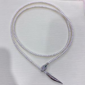 Colliers en perles naturelles vintage tissées, style IG, perles de 3-4 mm et 9-8 mm, excellents colliers en diamants avec de grandes perles sans défaut - Product Image 1