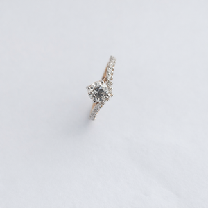 Namivaa – bague de fiançailles solitaire en or rose 14 carats avec diamant rond et bande pavée, bijoux élégants pour femmes, cadeau de fête de mariage - Product Image 4