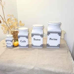 Classic Check Pattern Pantry Canister Set With <b>Labeled</b> Design Secure Lid Space Saving Stackable <b>Kitchen</b> Storage Solution - Product Image 2